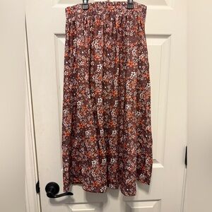Floral Maxi Skirt in Brown and Orange